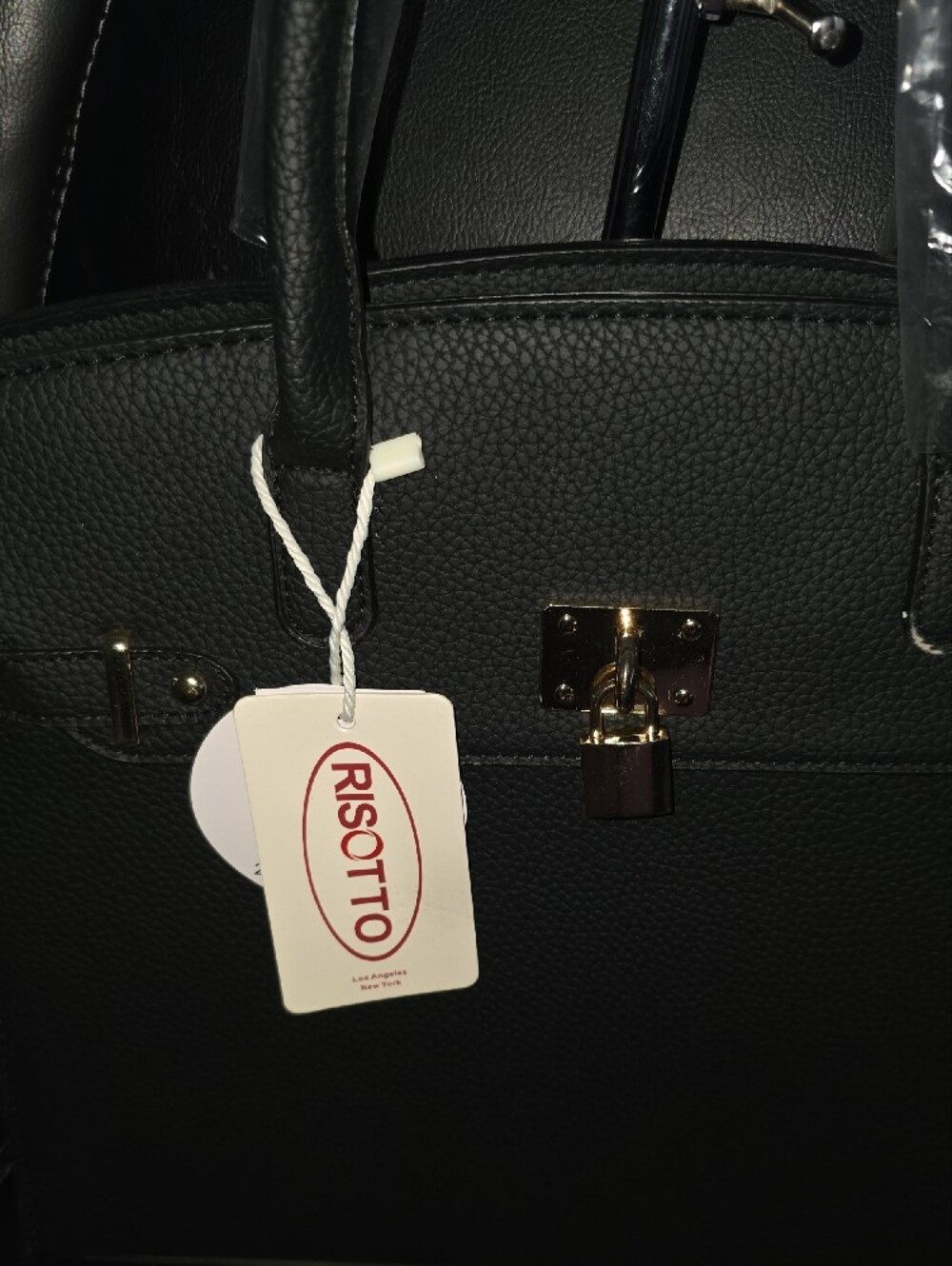 Nwt RISOTTO Classic Structured Tote Handbag in Black with Gold Hardware - Picture 2 of 10